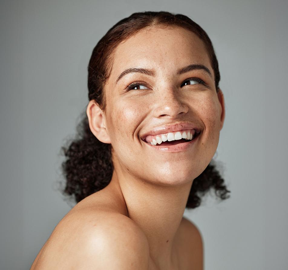 Happy woman with clear skin